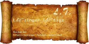 Lézinger Tétisz névjegykártya